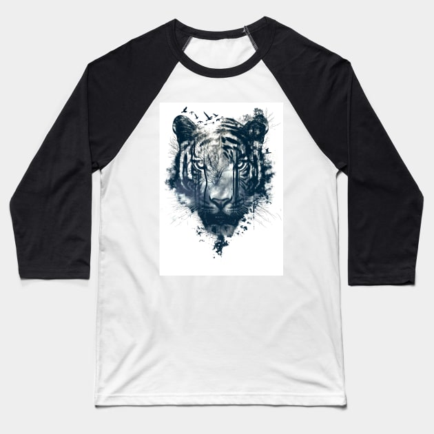 Tiger Double Exposure Baseball T-Shirt by Durro